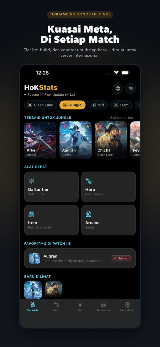 HoKStats app home screen
