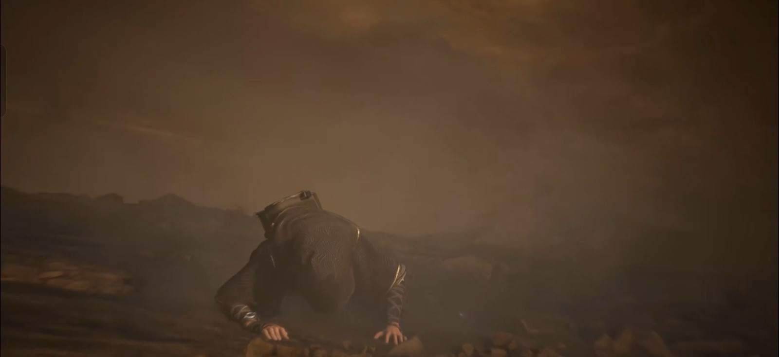 Hooded character close-up portrait